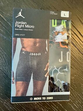 Jordan Flight Micro 2 Pack Boxer Briefs. Mens Lg. Graphic Print. Black. NWT